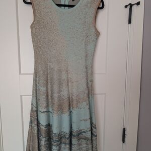 Nic & Zoe Sleeveless Mint and Taupe A-Line Dress
